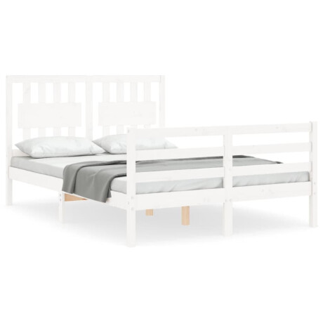 vidaXL Bedframe met hoofdbord massief hout wit 140x190 cm afbeelding2 - 1