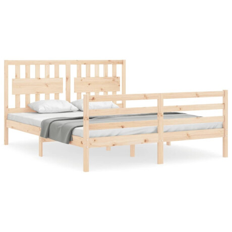vidaXL Bedframe met hoofdbord massief hout 160x200 cm afbeelding2 - 1