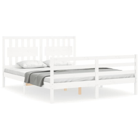 vidaXL Bedframe met hoofdbord massief hout wit 160x200 cm afbeelding2 - 1