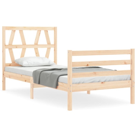 vidaXL Bedframe met hoofdbord massief hout 100x200 cm afbeelding2 - 1