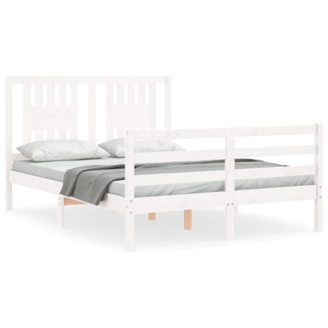vidaXL Bedframe met hoofdbord massief hout wit 140x190 cm afbeelding2 - 1