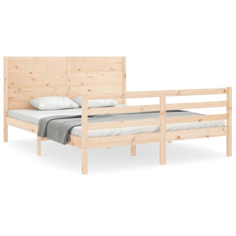 vidaXL Bedframe met hoofdbord massief hout 160x200 cm afbeelding2 - 1