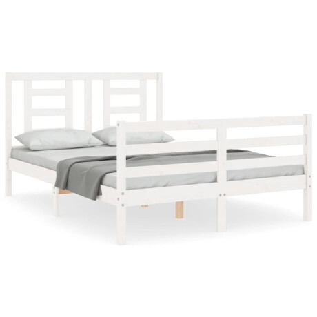 vidaXL Bedframe met hoofdbord massief hout wit 140x190 cm afbeelding2 - 1