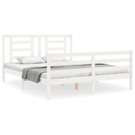 vidaXL Bedframe met hoofdbord massief hout wit 160x200 cm afbeelding2 - 1