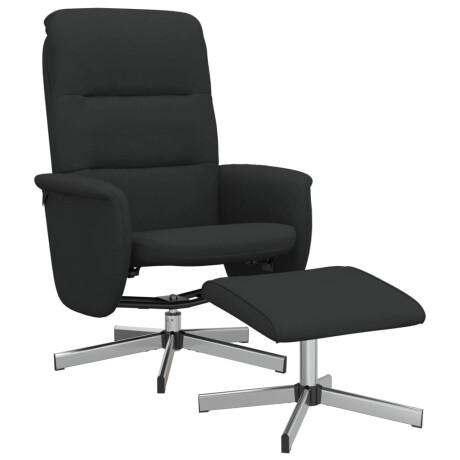 vidaXL Fauteuil verstelbaar met voetenbank stof zwart afbeelding2 - 1