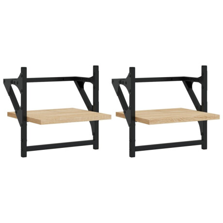 vidaXL Wandschappen met stangen 2 st 30x25x30 cm sonoma eikenkleurig afbeelding2 - 1