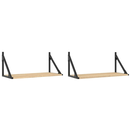 vidaXL Wandschappen 2 st 60x25x25,5 cm bewerkt hout sonoma eikenkleur afbeelding2 - 1