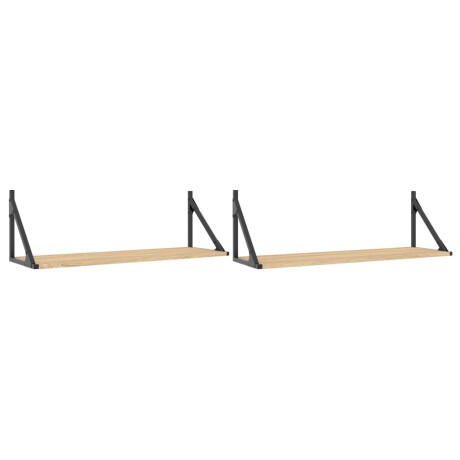 vidaXL Wandplanken 2 st Sonoma eiken 80x25x25,5 cm bewerkt hout afbeelding2 - 1