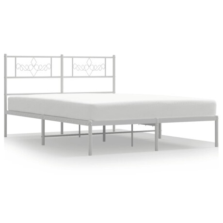 vidaXL Bedframe met hoofdbord metaal wit 140x190 cm afbeelding2 - 1
