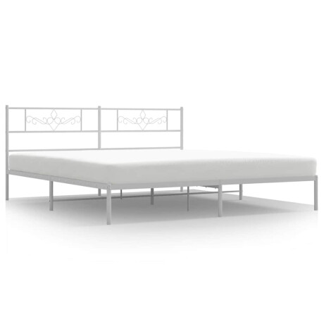 vidaXL Bedframe met hoofdbord metaal wit 193x203 cm afbeelding2 - 1