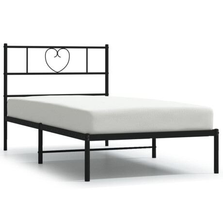 vidaXL Bedframe met hoofdbord metaal zwart 75x190 cm afbeelding2 - 1