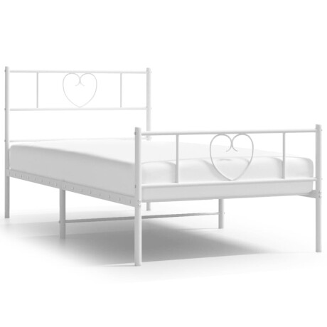vidaXL Bedframe met hoofd- en voeteneinde metaal wit 90x190 cm afbeelding2 - 1