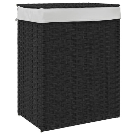 vidaXL Wasmand met deksel 46x33x60 cm poly rattan zwart afbeelding2 - 1