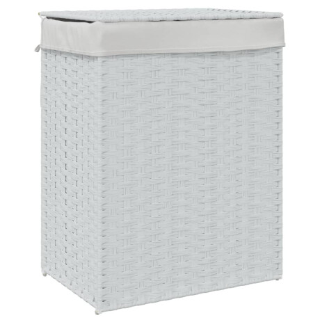 vidaXL Wasmand met deksel 46x33x60 cm poly rattan wit afbeelding2 - 1