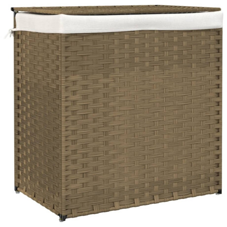 vidaXL Wasmand met 2 vakken 53x35x57 cm poly rattan afbeelding2 - 1