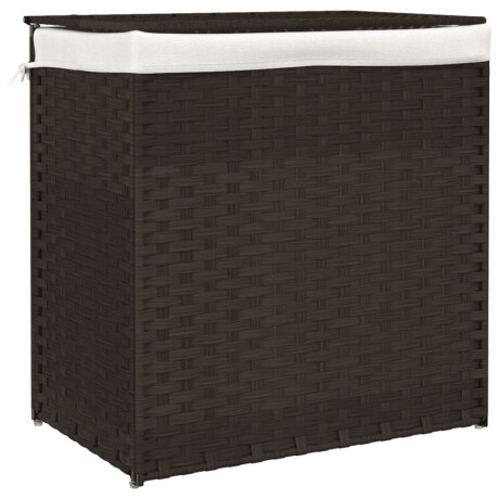 vidaXL Wasmand met 2 vakken 53x35x57 cm poly rattan donkerbruin afbeelding2 - 1