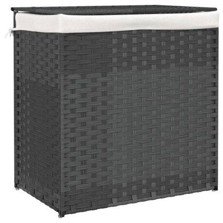 vidaXL Wasmand met 2 vakken 53x35x57 cm poly rattan grijs afbeelding2 - 1