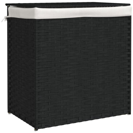 vidaXL Wasmand met 2 vakken 53x35x57 cm poly rattan zwart afbeelding2 - 1