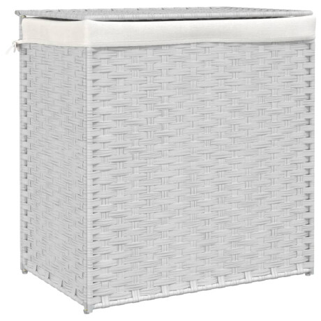 vidaXL Wasmand met 2 vakken 53x35x57 cm poly rattan wit afbeelding2 - 1