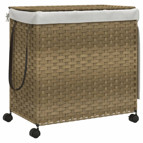 vidaXL Wasmand op wielen 60x35x60,5 cm rattan afbeelding2 - 1