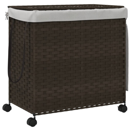 vidaXL Wasmand op wielen 60x35x60,5 cm rattan donkerbruin afbeelding2 - 1