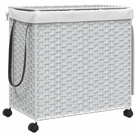 vidaXL Wasmand op wielen 60x35x60,5 cm rattan wit afbeelding2 - 1