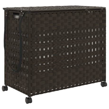 vidaXL Wasmand op wielen 66x35x60 cm rattan donkerbruin afbeelding2 - 1