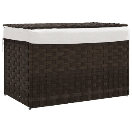 vidaXL Wasmand met deksel 55,5x35x34 cm poly rattan donkerbruin afbeelding2 - 1