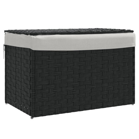 vidaXL Wasmand met deksel 55,5x35x34 cm poly rattan zwart afbeelding2 - 1