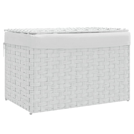 vidaXL Wasmand met deksel 55,5x35x34 cm poly rattan wit afbeelding2 - 1