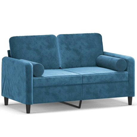 vidaXL Tweezitsbank met sierkussens 120 cm fluweel blauw afbeelding2 - 1