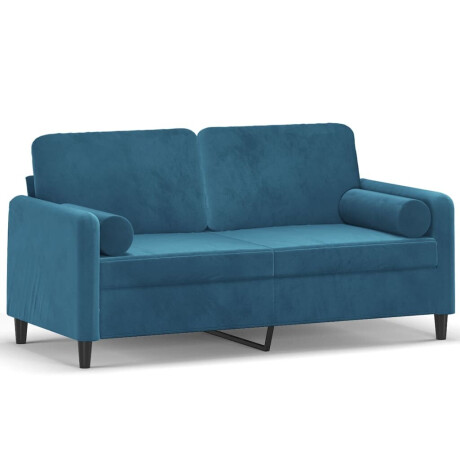 vidaXL Tweezitsbank met sierkussens 140 cm fluweel blauw afbeelding2 - 1