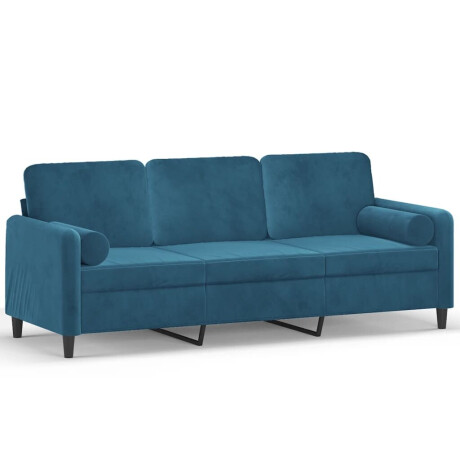 vidaXL Driezitsbank met sierkussens 180 cm fluweel blauw afbeelding2 - 1