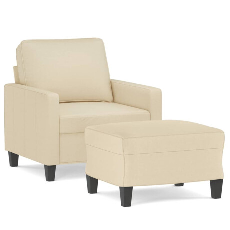 vidaXL Fauteuil met voetenbank 60 cm stof crèmekleurig afbeelding2 - 1