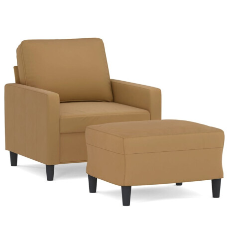 vidaXL Fauteuil met voetenbank 60 cm fluweel bruin afbeelding2 - 1
