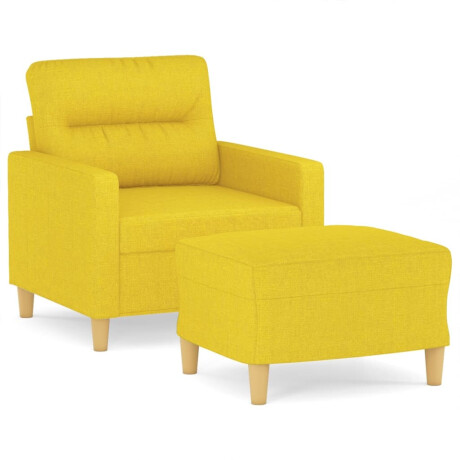 vidaXL Fauteuil met voetenbank 60 cm stof lichtgeel afbeelding2 - 1