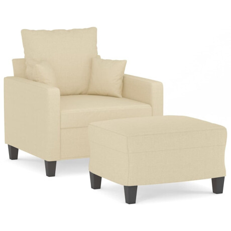 vidaXL Fauteuil met voetenbank 60 cm stof crèmekleurig afbeelding2 - 1