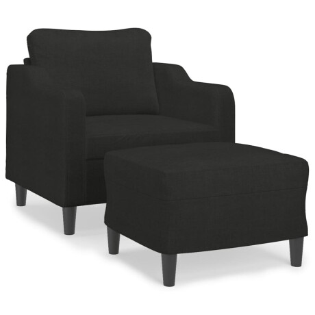 vidaXL Fauteuil met voetenbank 60 cm stof zwart afbeelding2 - 1