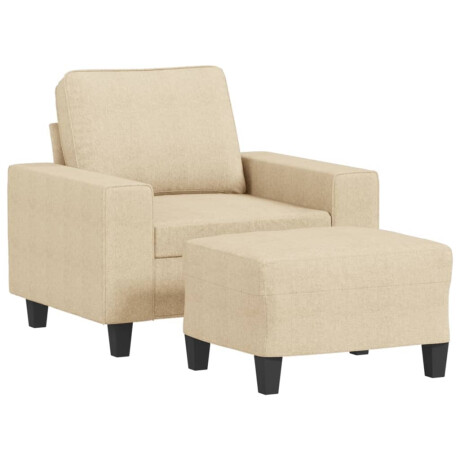 vidaXL Fauteuil met voetenbank 60 cm stof crèmekleurig afbeelding2 - 1