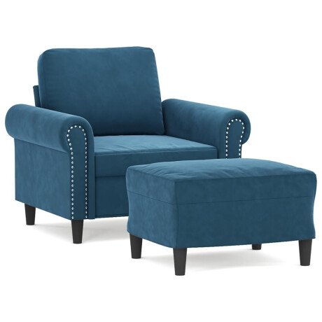 vidaXL Fauteuil met voetenbank 60 cm fluweel blauw afbeelding2 - 1