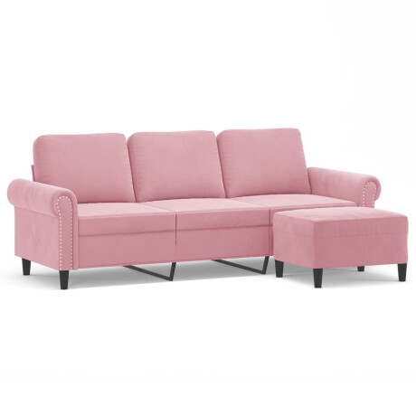 vidaXL Driezitsbank met voetenbank 180 cm fluweel roze afbeelding2 - 1
