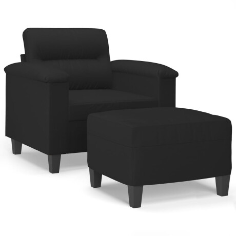 vidaXL Fauteuil met voetenbank 60 cm microvezelstof zwart afbeelding2 - 1