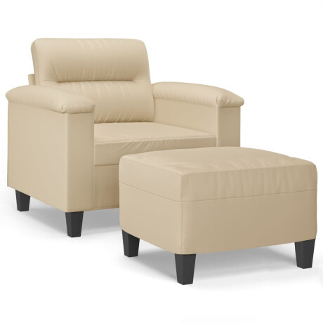 vidaXL Fauteuil met voetenbank 60 cm microvezelstof crème afbeelding2 - 1