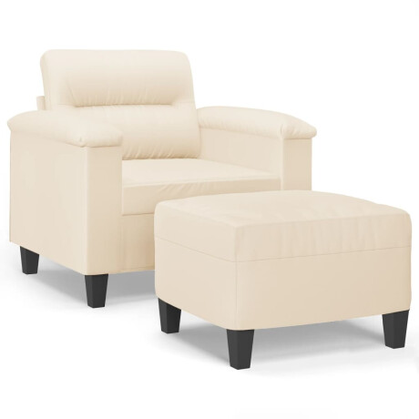vidaXL Fauteuil met voetenbank 60 cm microvezelstof beige afbeelding2 - 1