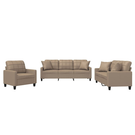 vidaXL 3-delige Loungeset met kussens kunstleer cappuccinokleurig afbeelding2 - 1
