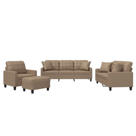 vidaXL 4-delige Loungeset met kussens kunstleer cappuccinokleurig afbeelding2 - 1