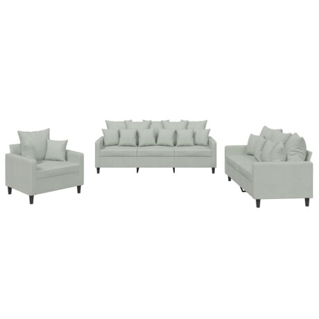 vidaXL 3-delige Loungeset met kussens fluweel lichtgrijs afbeelding2 - 1