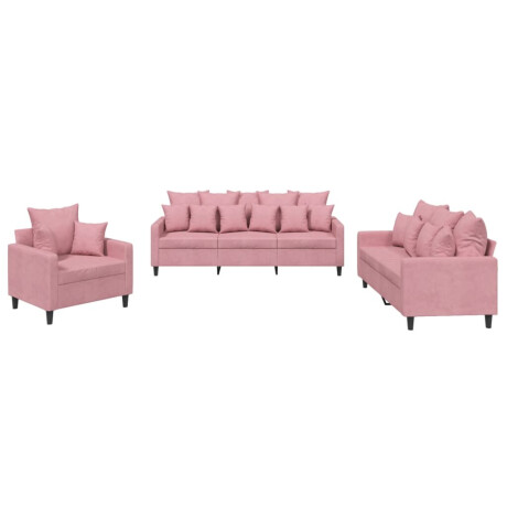 vidaXL 3-delige Loungeset met kussens fluweel roze afbeelding2 - 1