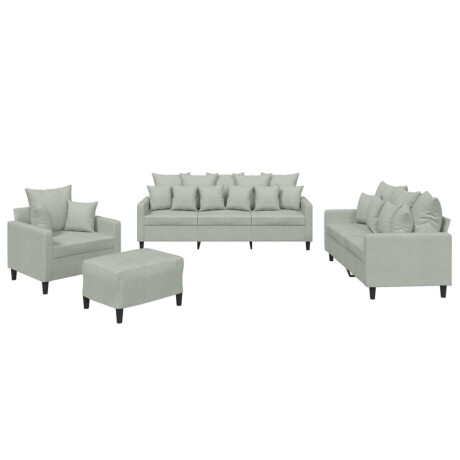 vidaXL 4-delige Loungeset met kussens fluweel lichtgrijs afbeelding2 - 1
