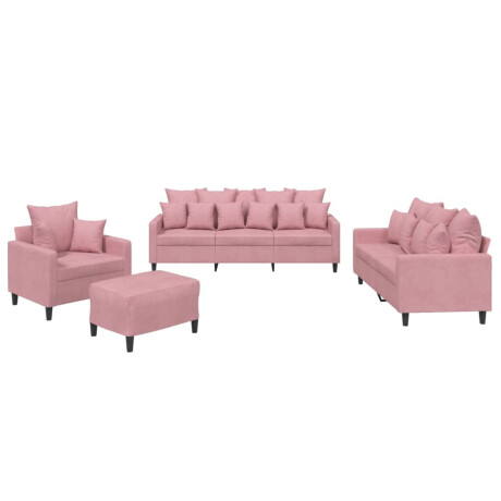 vidaXL 4-delige Loungeset met kussens fluweel roze afbeelding2 - 1
